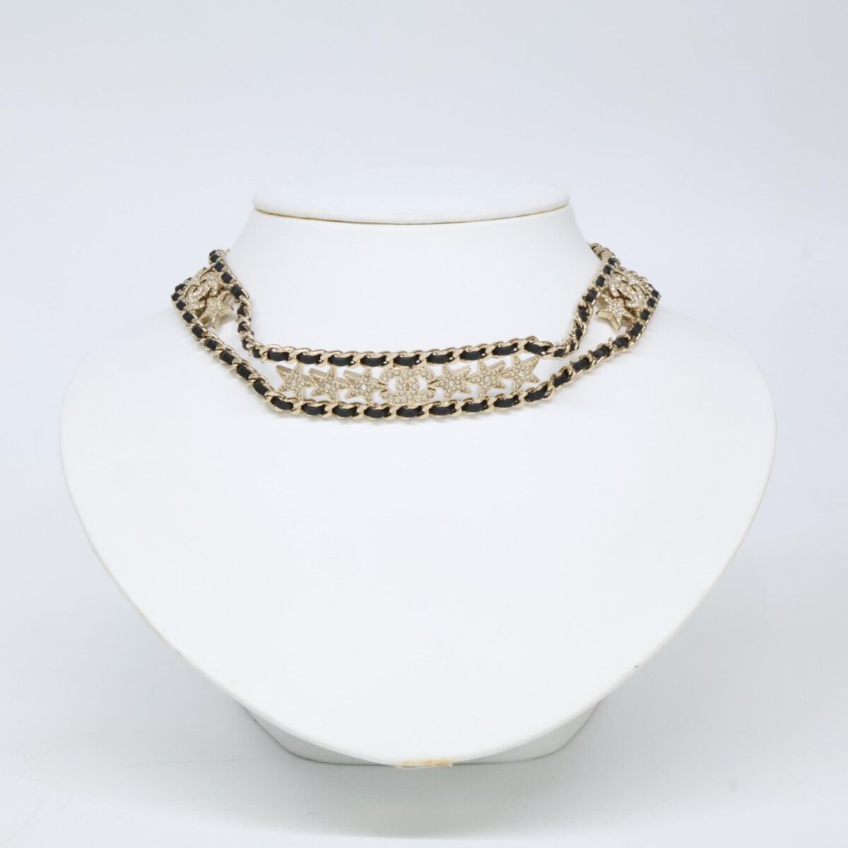 Chanel CC Logo Rhinestone Choker Necklace — view 9
