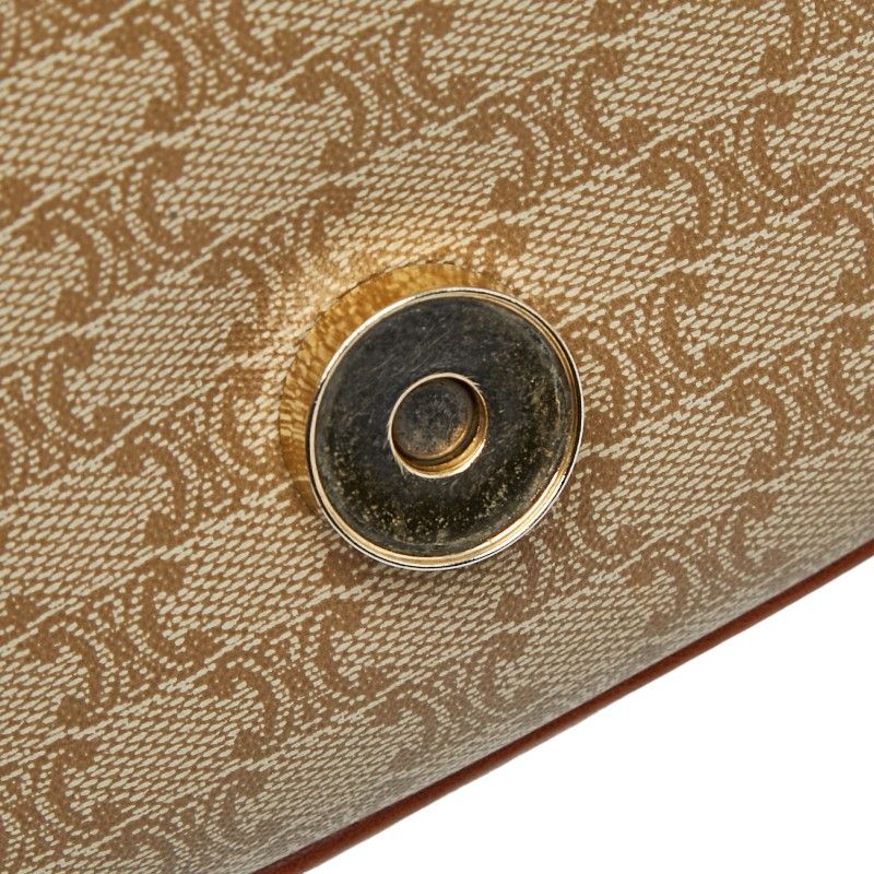 Celine Macadam Crossbody Shoulder Bag Beige Brown Leather — view 9