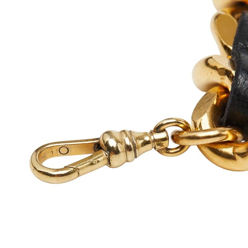 Chanel 31 Rue Cambon le Logo Plate Chain Belt Gold Black Plated Leather — view 4