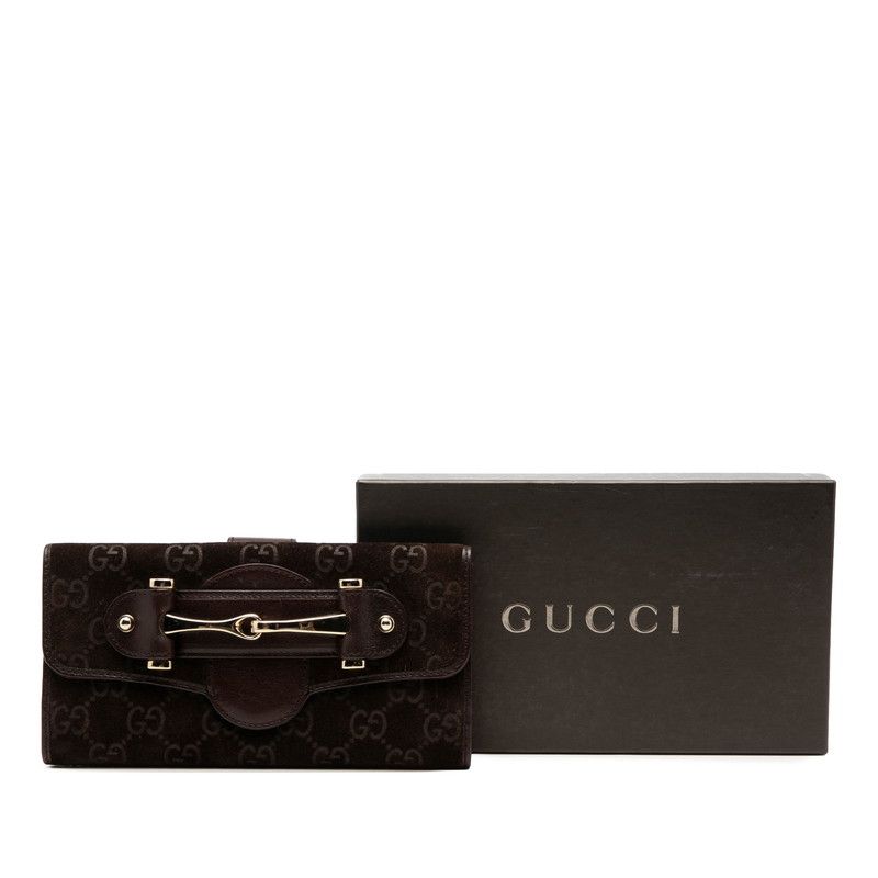 Gucci Horsebit Wallet Brown Suede Leather — view 8