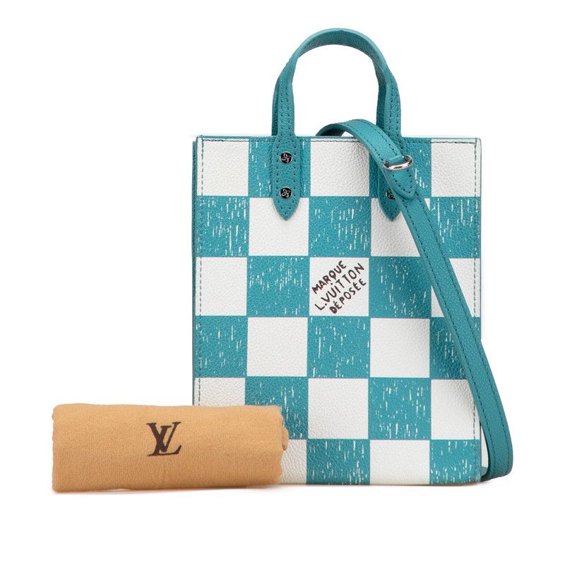 Louis Vuitton Damier Checkerboard Sac Plat XS 2-Way Shoulder Bag Turquoise — view 9