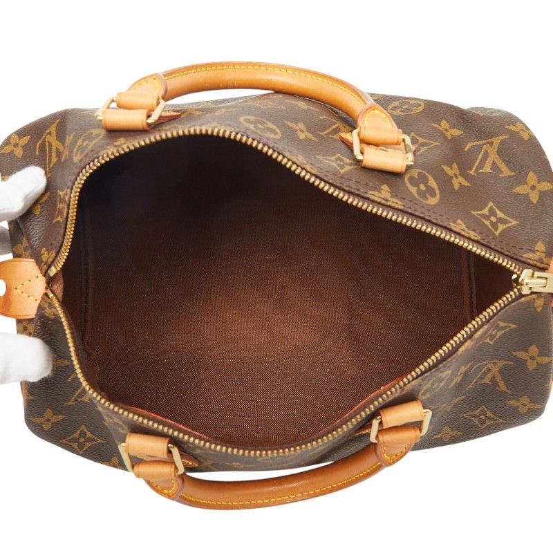 Louis Vuitton Monogram Speedy 30 Vintage Mini Boston Bag Brown Leather — view 9