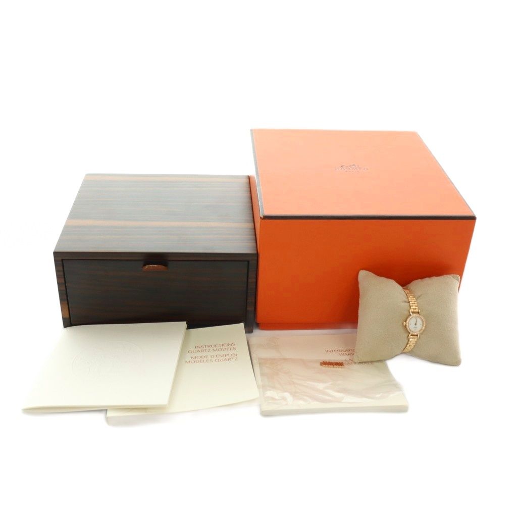 Hermes Watch Faubourg White Dial 18k Diamond Quartz Gold Color AQ — view 9