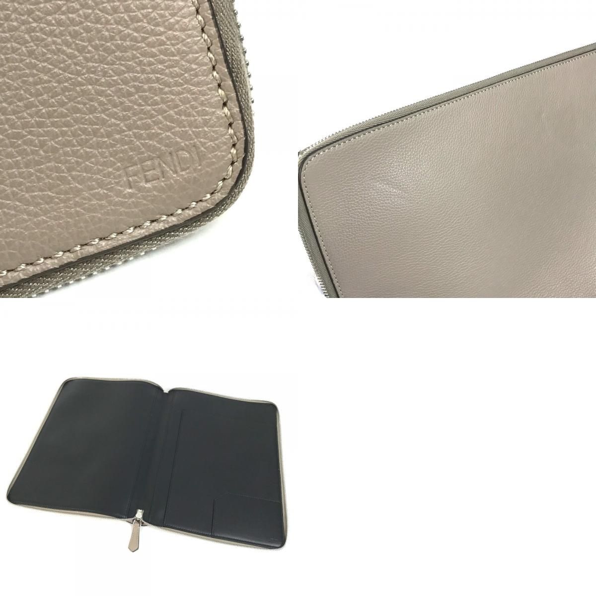 Fendi Clutch PC Case Computer Leather Gray Brown — view 9
