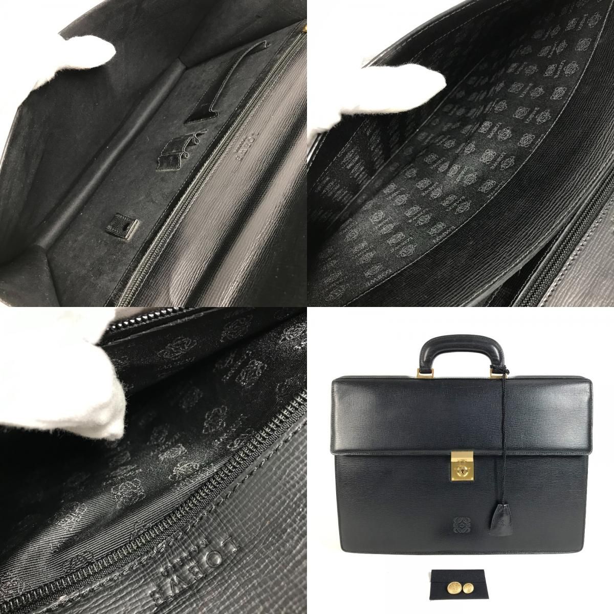 Loewe Handbag Logo Business Bag Anagram Leather Black — view 9