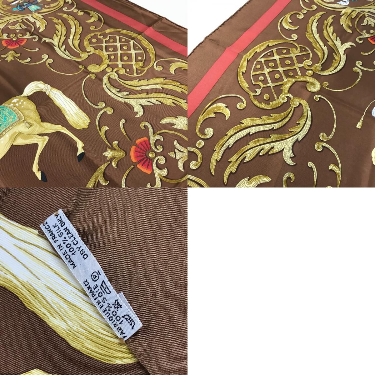 Hermes Scarf Carre 90 Silk Brown — view 9