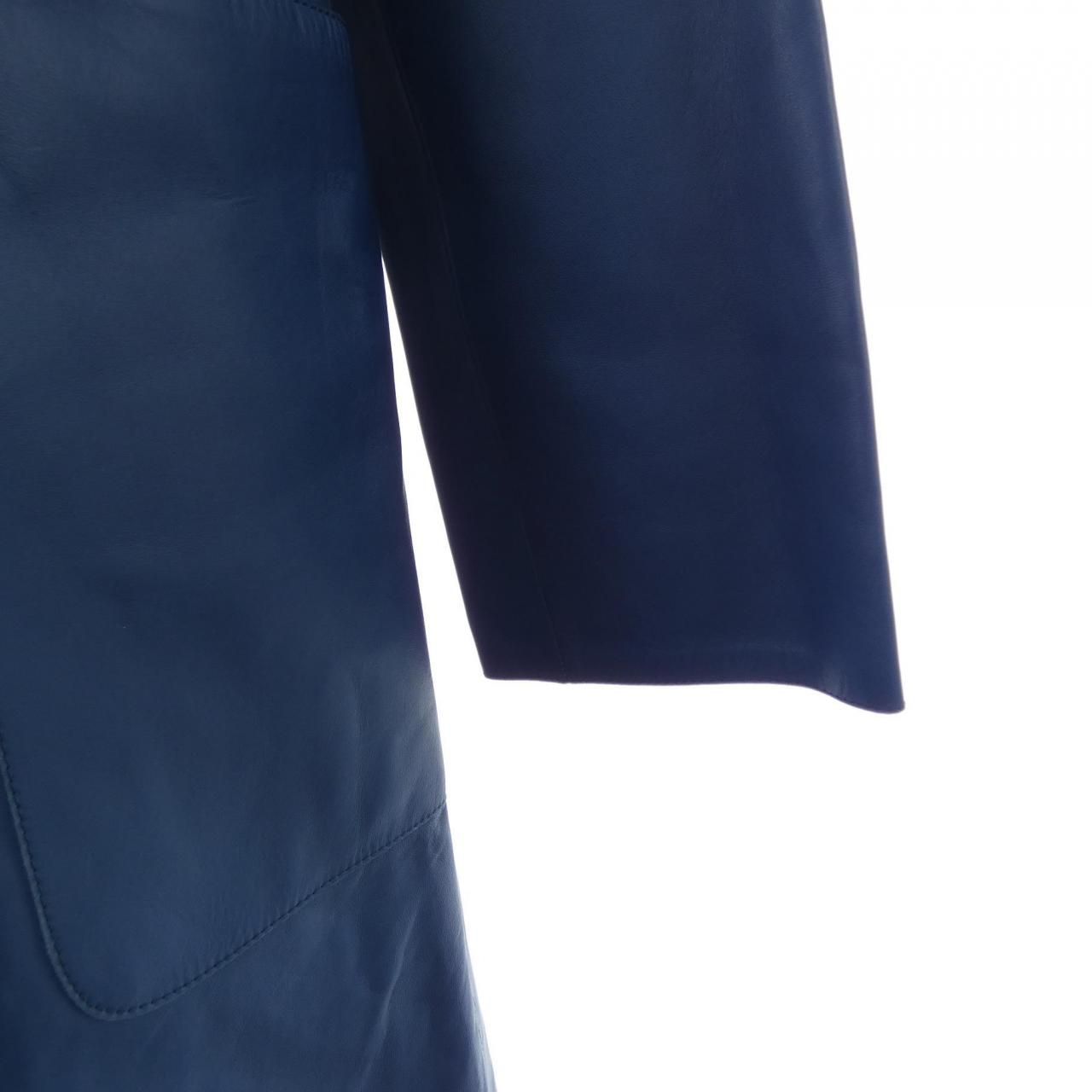 Loewe Leather Coat Blue — view 6