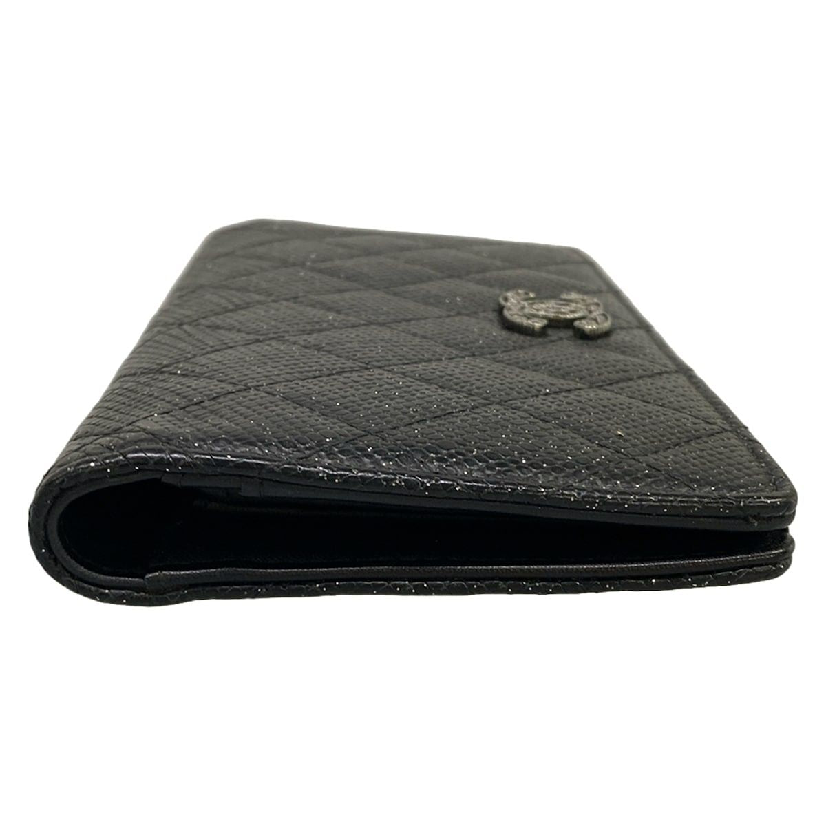 Chanel Wallet Quilted Black Silver Lame — view 9