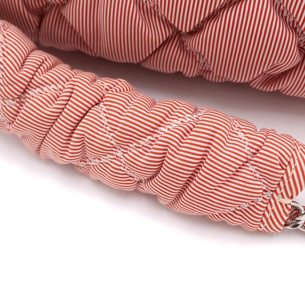 Chanel Bubble Quilt Stripe Chain Shoulder Bag Red White Silver — view 6