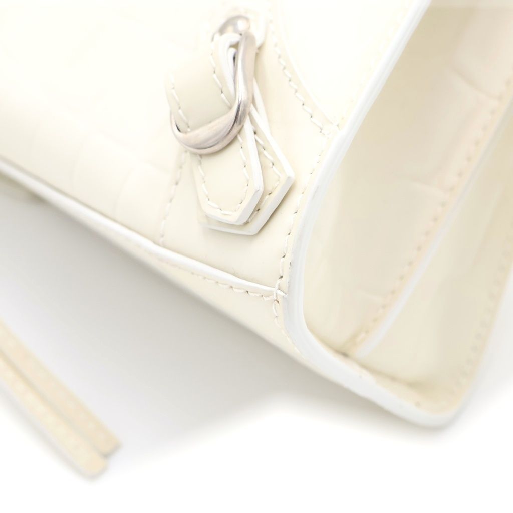 Balenciaga Neo Classic Mini 2-Way Shoulder Bag Ivory White Embossed Croco Silver — view 6
