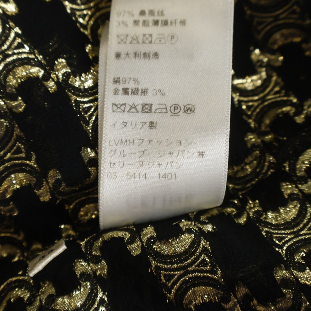 Celine Loose Jacquard Silk Shirt Trio le Zu de Long Sleeve Black Gold — view 8