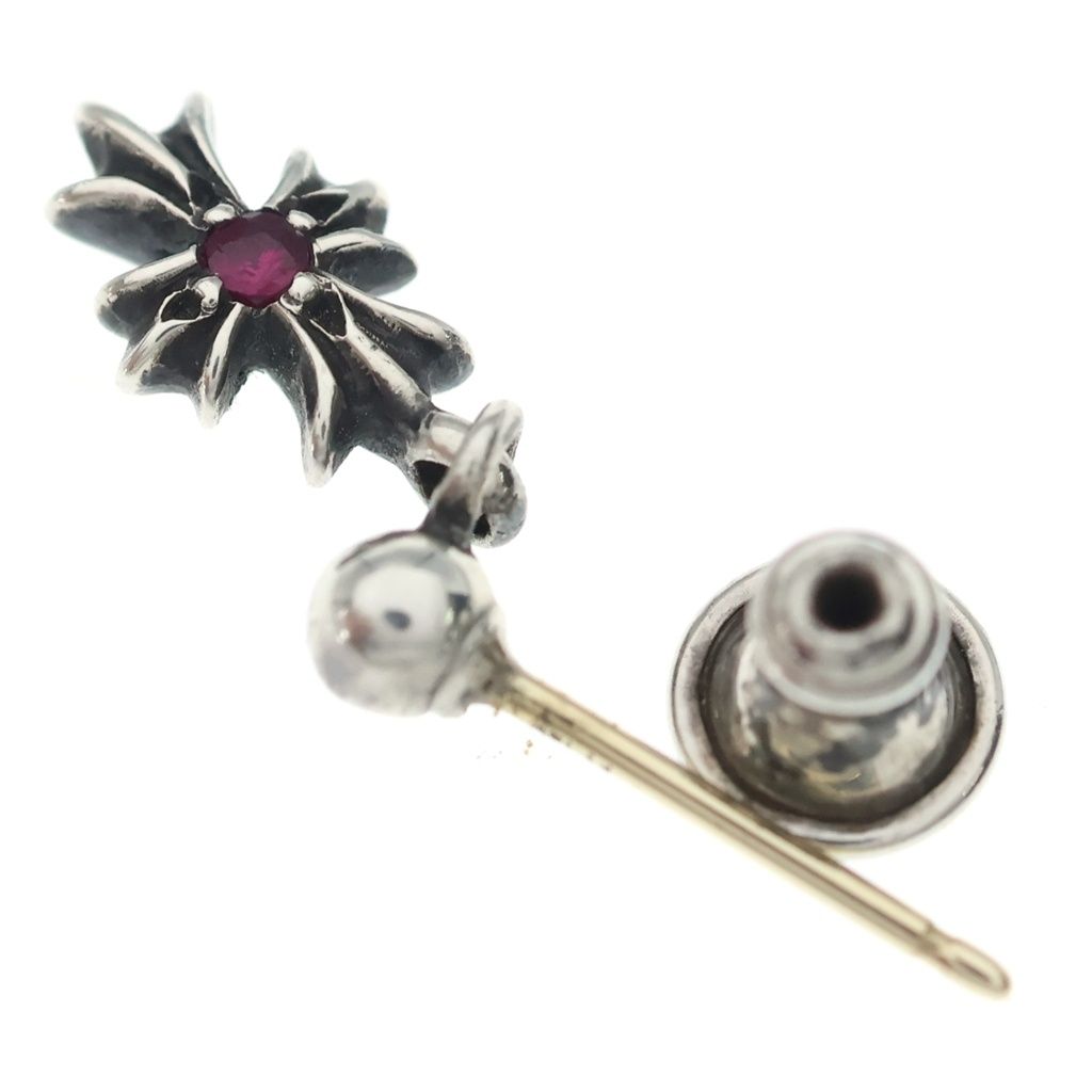 Chrome Hearts Tny CH Pls Ruby Tiny CH Plus Drop Earrings Silver — view 6