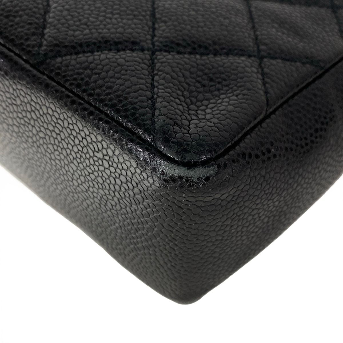 Chanel Shoulder Bag Single Flap Quilted Black Dark Brown Chain Matt Togo — view 9