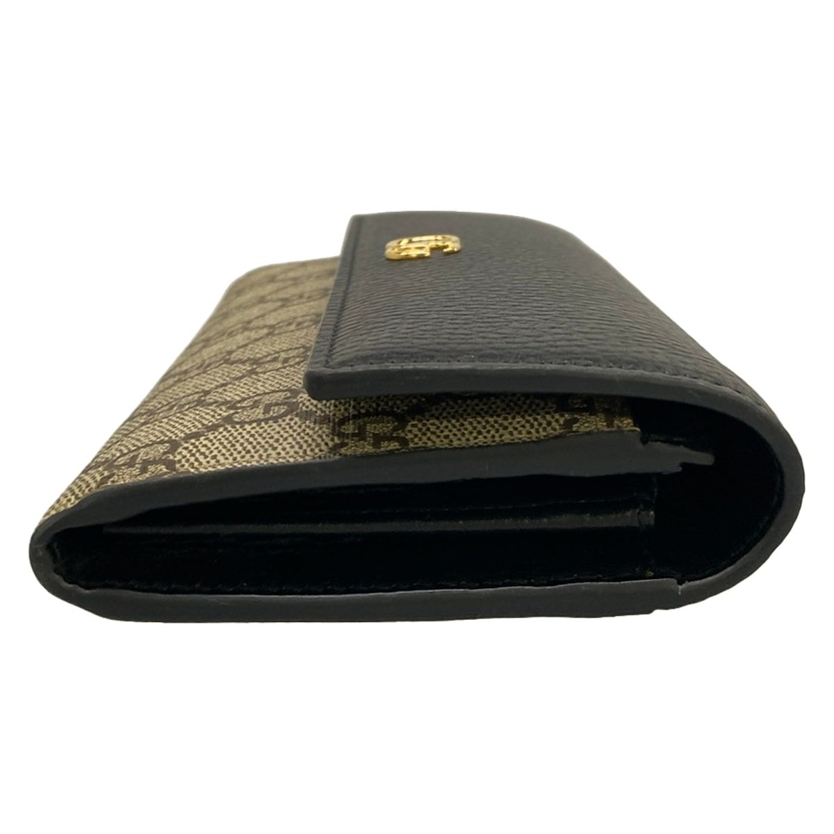 Gucci Wallet GG Marmont Continental Beige Dark Brown Black Leather — view 9