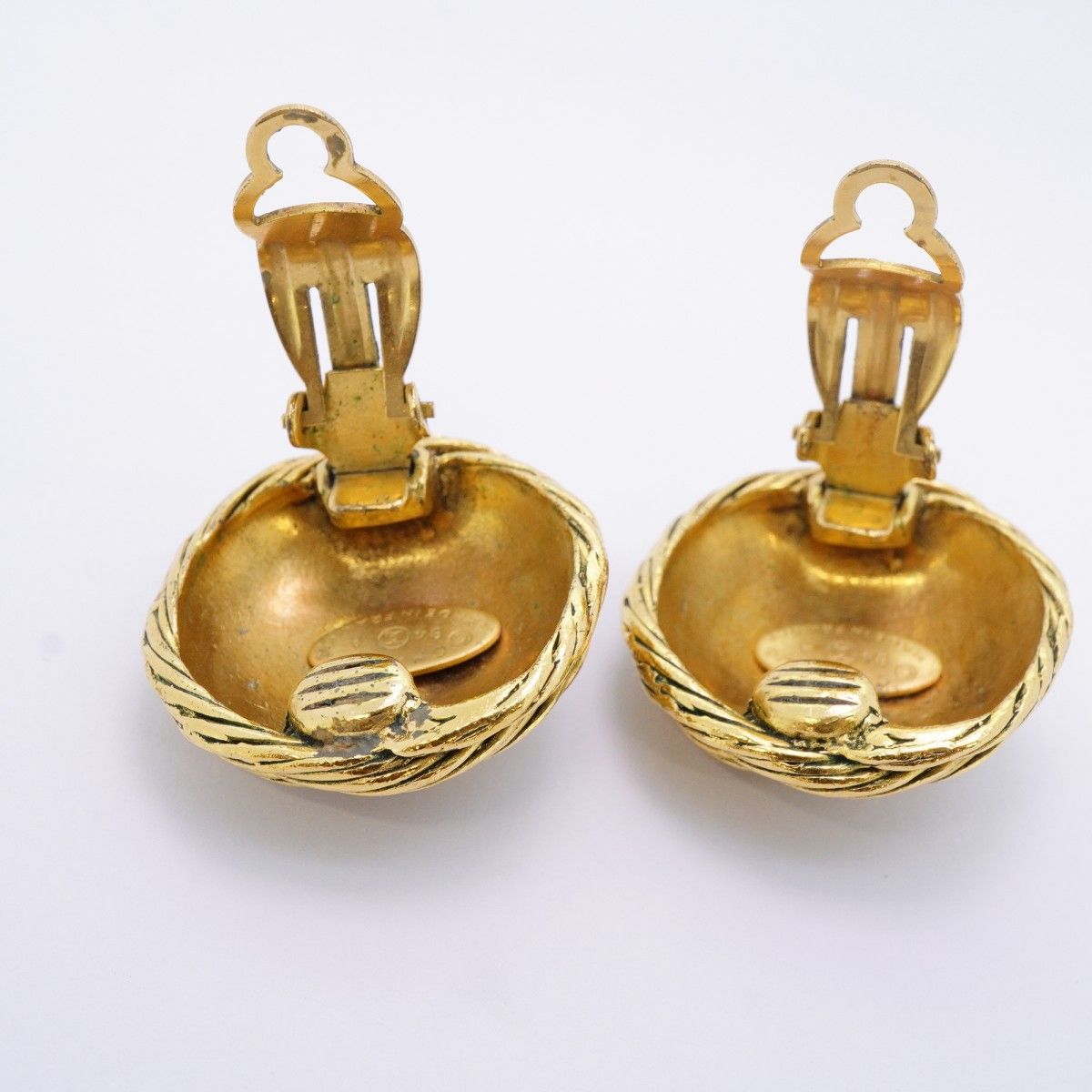 Chanel Earrings Vintage CC Logo Gold Plated — view 8