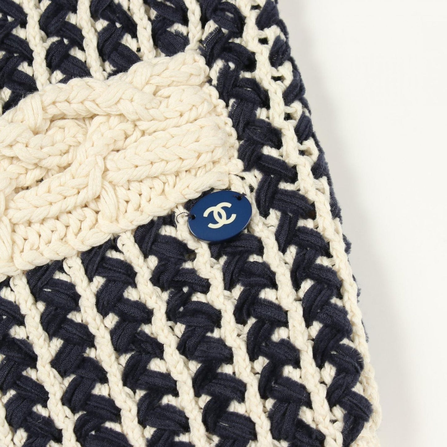 Chanel Cardigan Cable Knit Navy Cotton — view 6