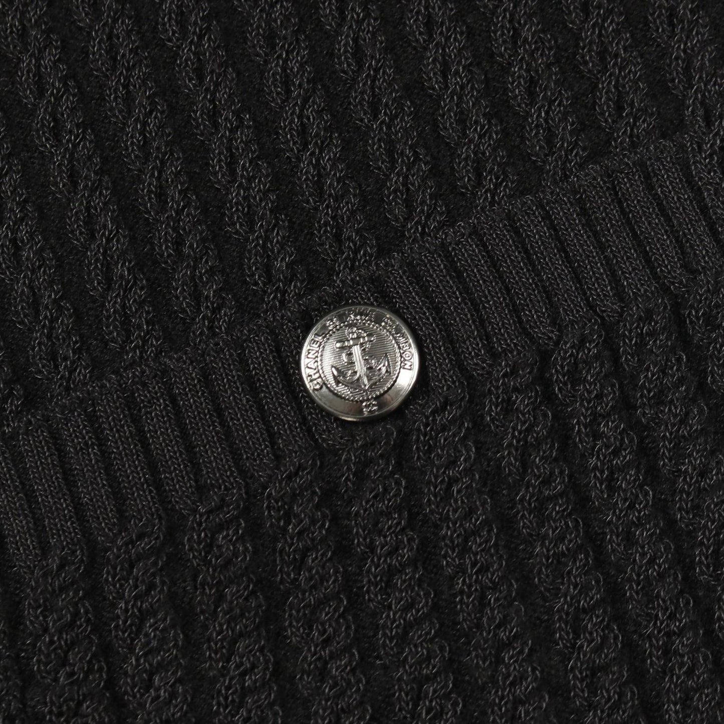 Chanel Knit Anchor Button Black Cotton Wool Sweater — view 7