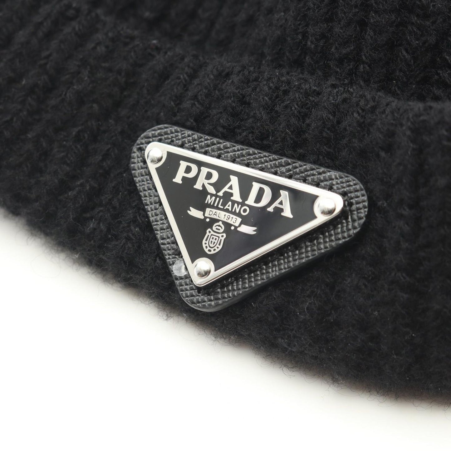 Prada Knit Cap Triangle Plate Cap Wool — view 9