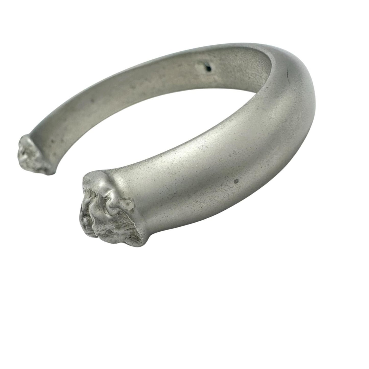 Chanel Lion Motif Silver Bangle Bracelet — view 8