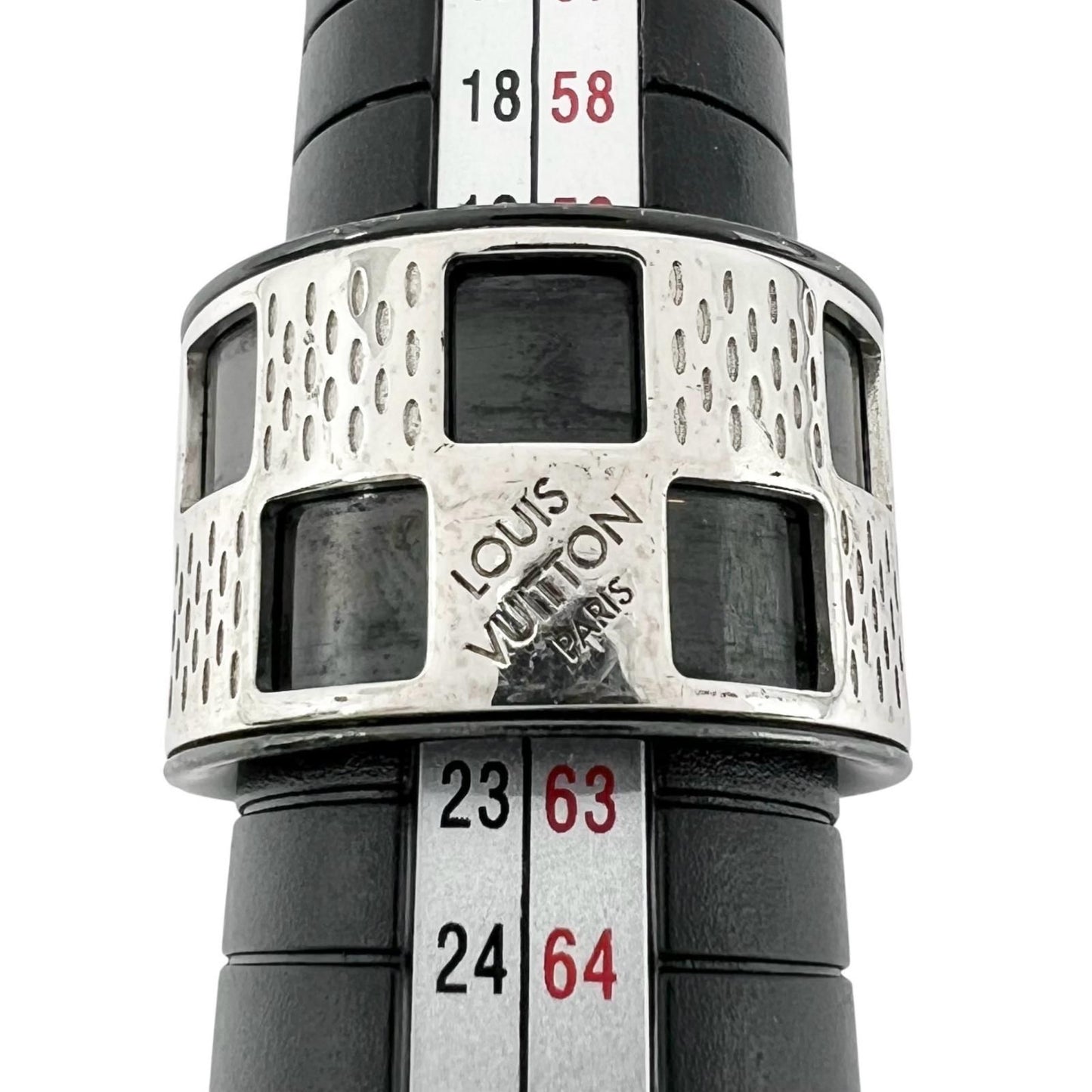 Louis Vuitton Damier Parforet Metal Silver Black Ring — view 8