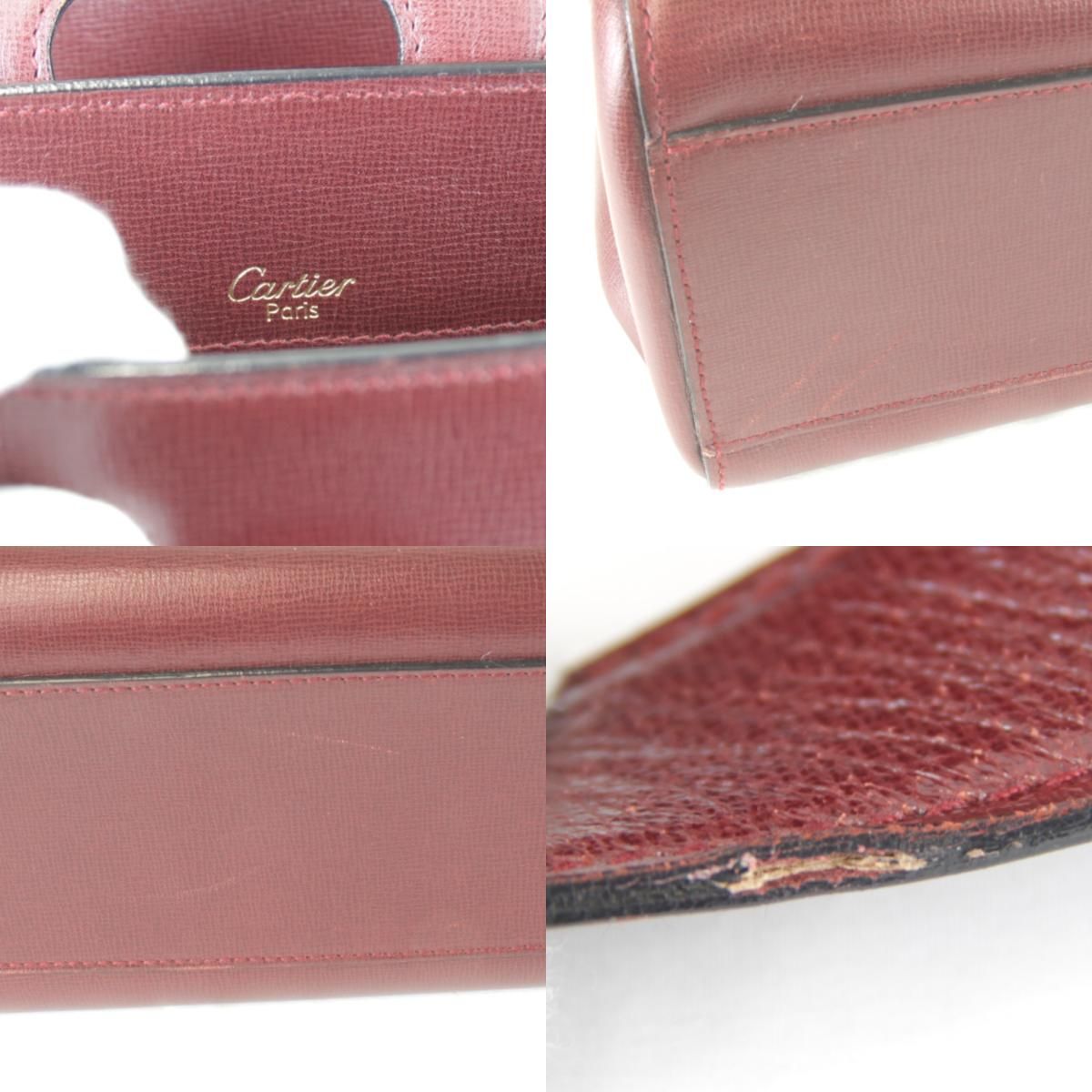 Cartier Must Line Turnlock Shoulder Card Bag Leather Wine — view 9
