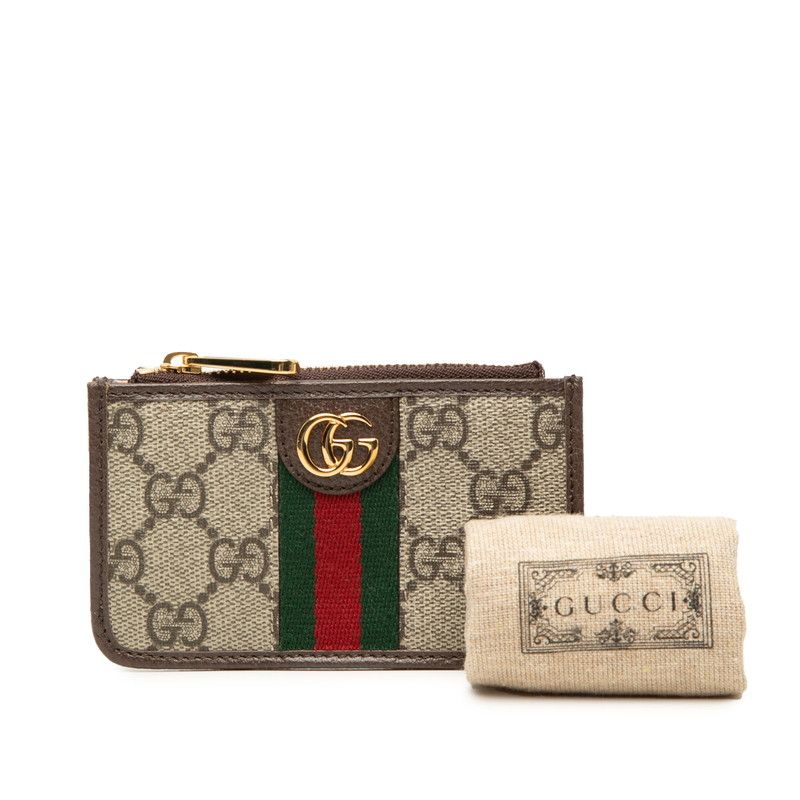 Gucci Ophidia GG Supreme Card Case Coin Fragment Beige Multi Color Leather — view 7