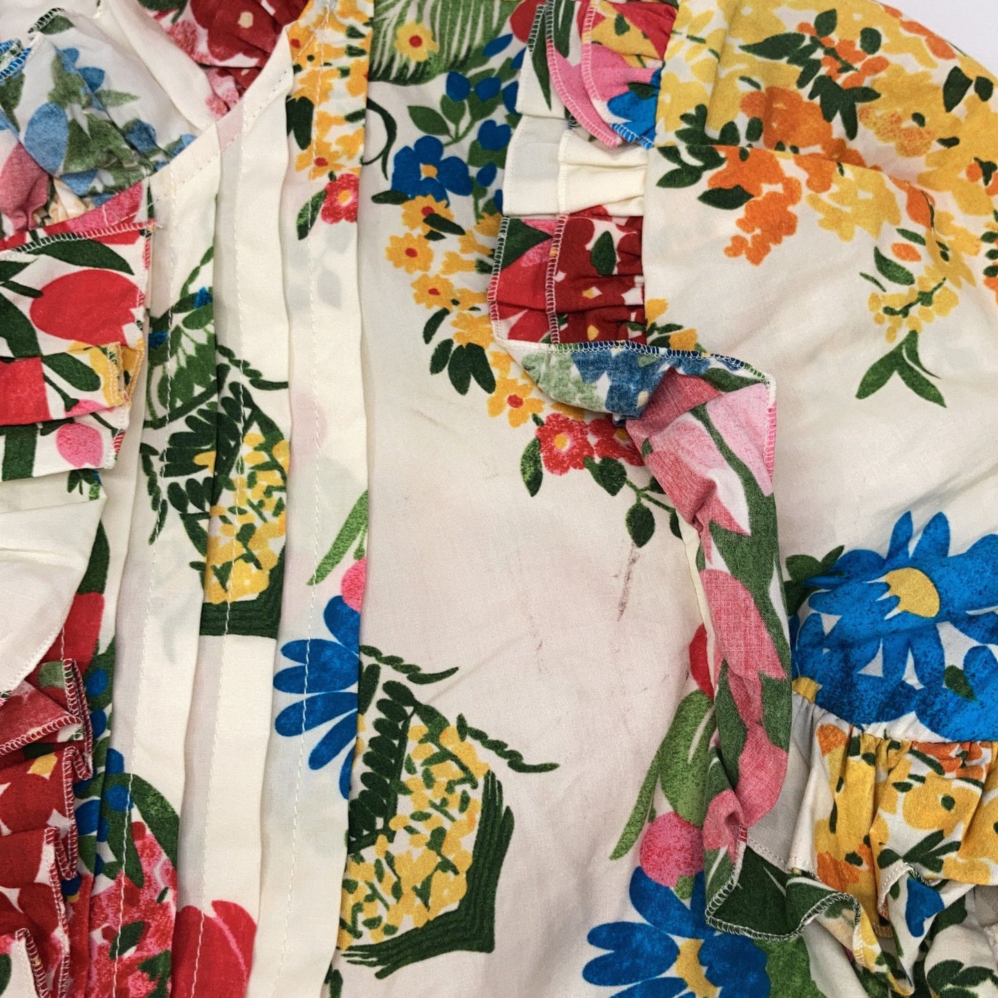 Gucci Ivory Flower Print Pearl Button Shirt Dress 38 — view 8
