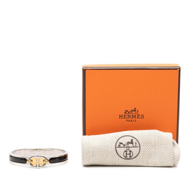 Hermes Mini Click Chaine D'ancre Bracelet Silver Black Metal Enamel — view 6