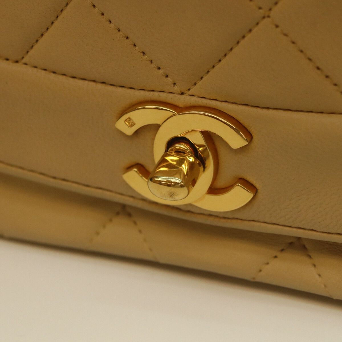 Chanel Beige Lamb Diana 25 Shoulder — view 9