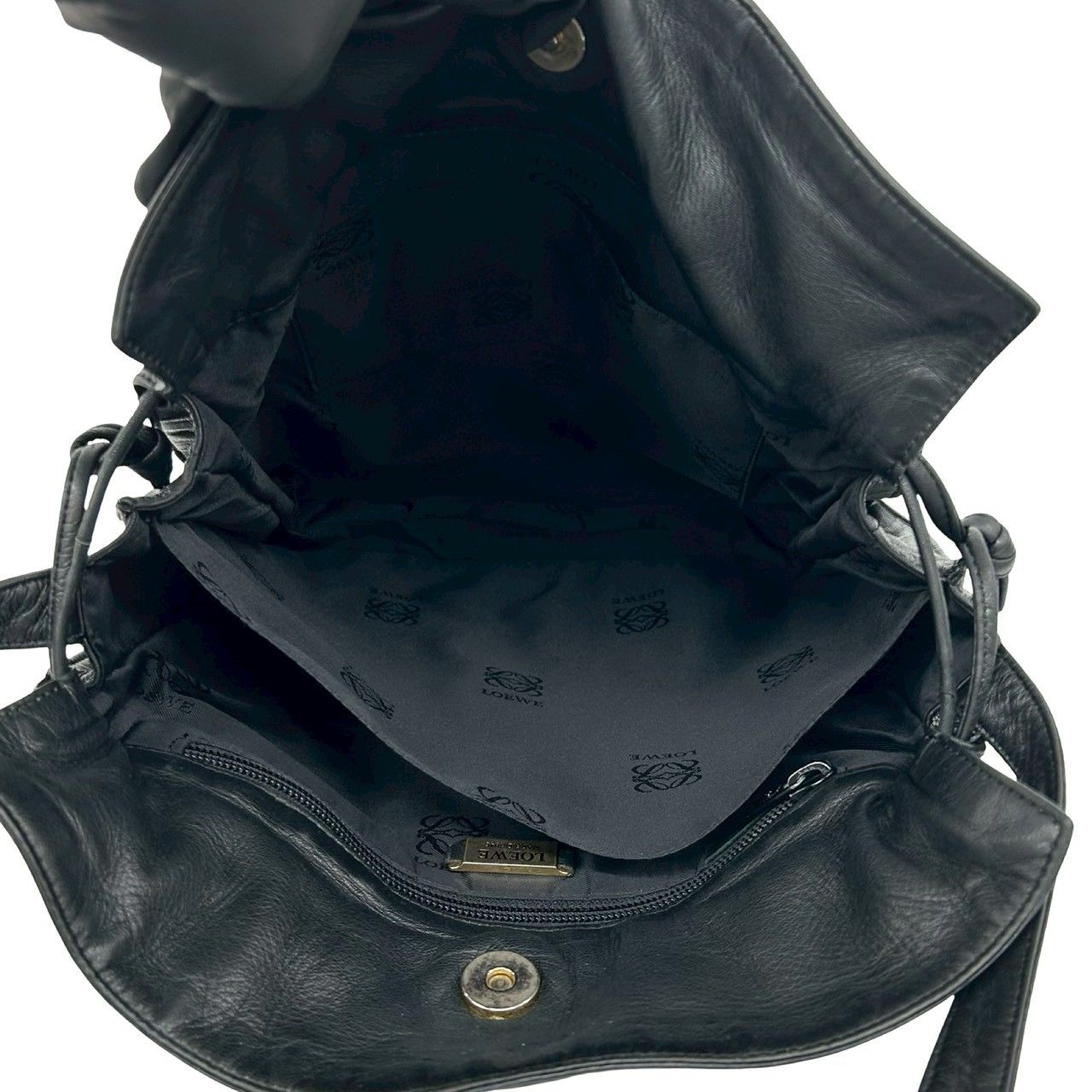 Loewe Vintage Anagram Logo Nappa Leather Drawstring Mini Shoulder Bag Black — view 9