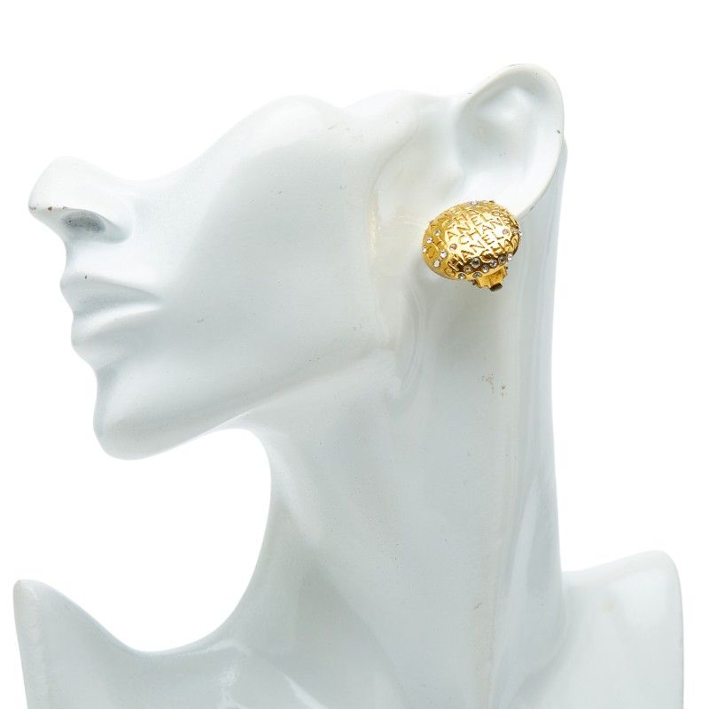Chanel Logo Earrings Gold Plated Rhinestone — view 5