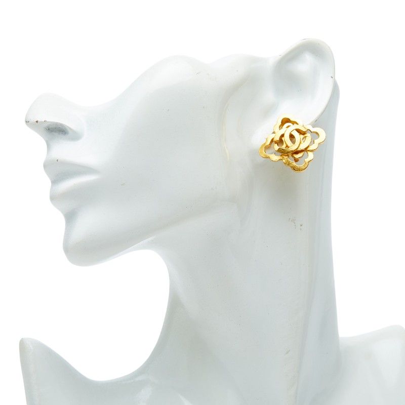 Chanel Vintage CC Logo Earrings Gold Plated — view 5