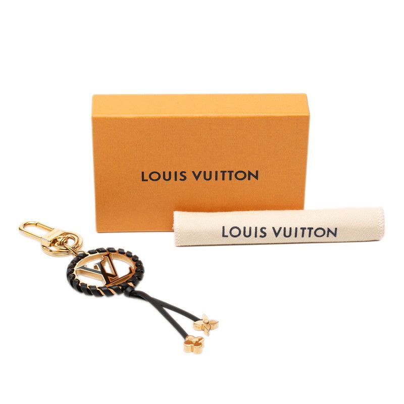 Louis Vuitton Porte Cles Berry Key Holder Bag Charm Black Gold Leather Plated — view 6