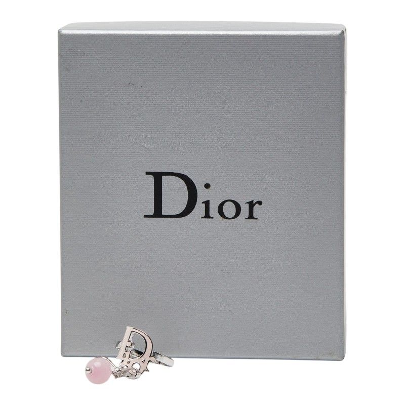 Dior Logo Ribbon Ring Silver Pink Metal — view 7