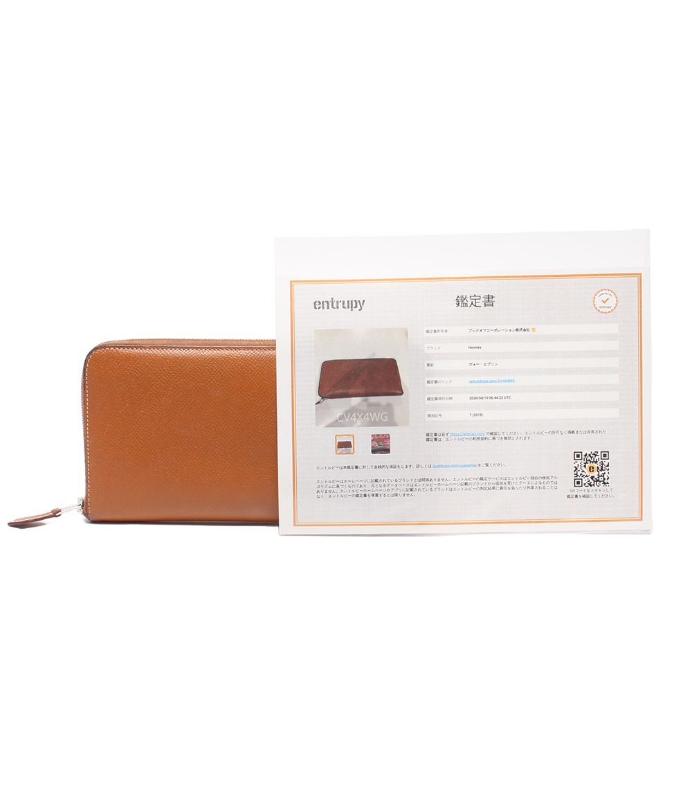 Hermes Zip Around Wallet Silver Azap Long Silk In