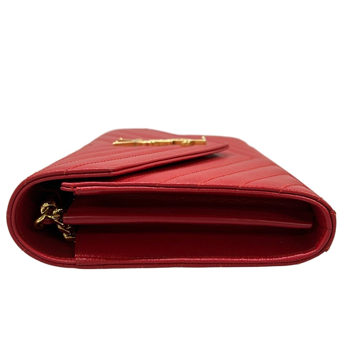 Saint Laurent Paris Wallet Monogram Cassandra Red Chain Leather — view 9