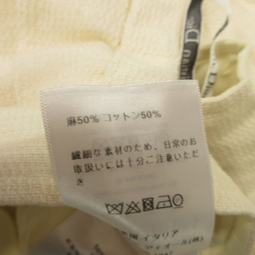 Dior Lace Up Linen Long Skirt High Waist Fringe 36 Ivory — view 7