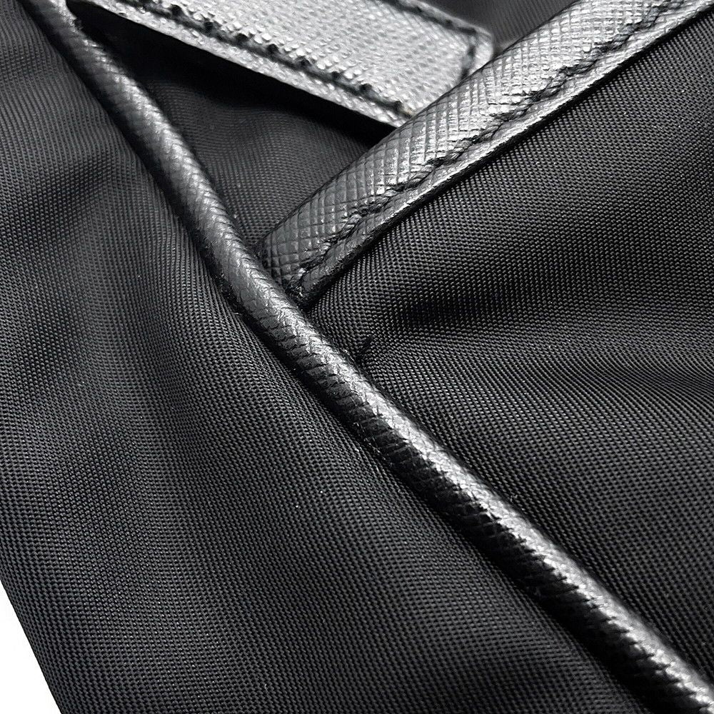 Prada Tote Business Nylon Leather 2-Way Shoulder Bag Black — view 9