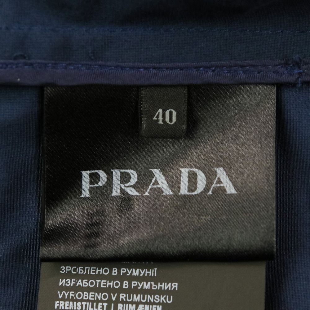 Prada Cotton Poly Belted Trench Coat 40 Navy — view 9