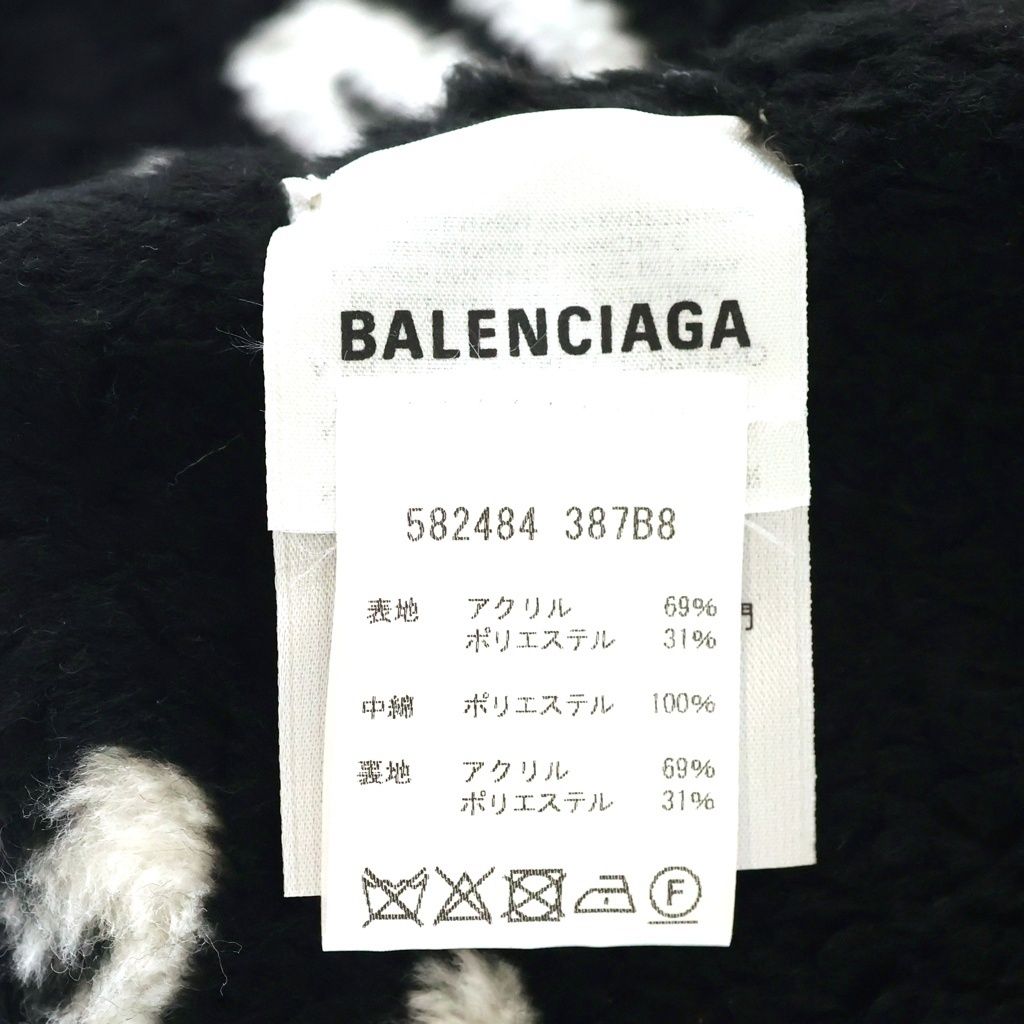 Balenciaga Faux Far Multilogo Tubolar Fur Multi Logo Scarf Black — view 6