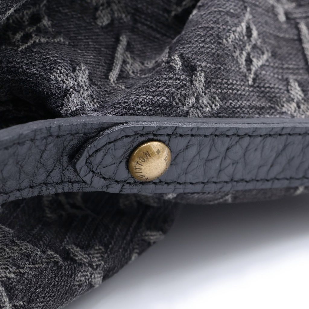 Louis Vuitton Monogram Denim Neo Cabby MM 2-Way Shoulder Bag Black Leather Gold — view 6