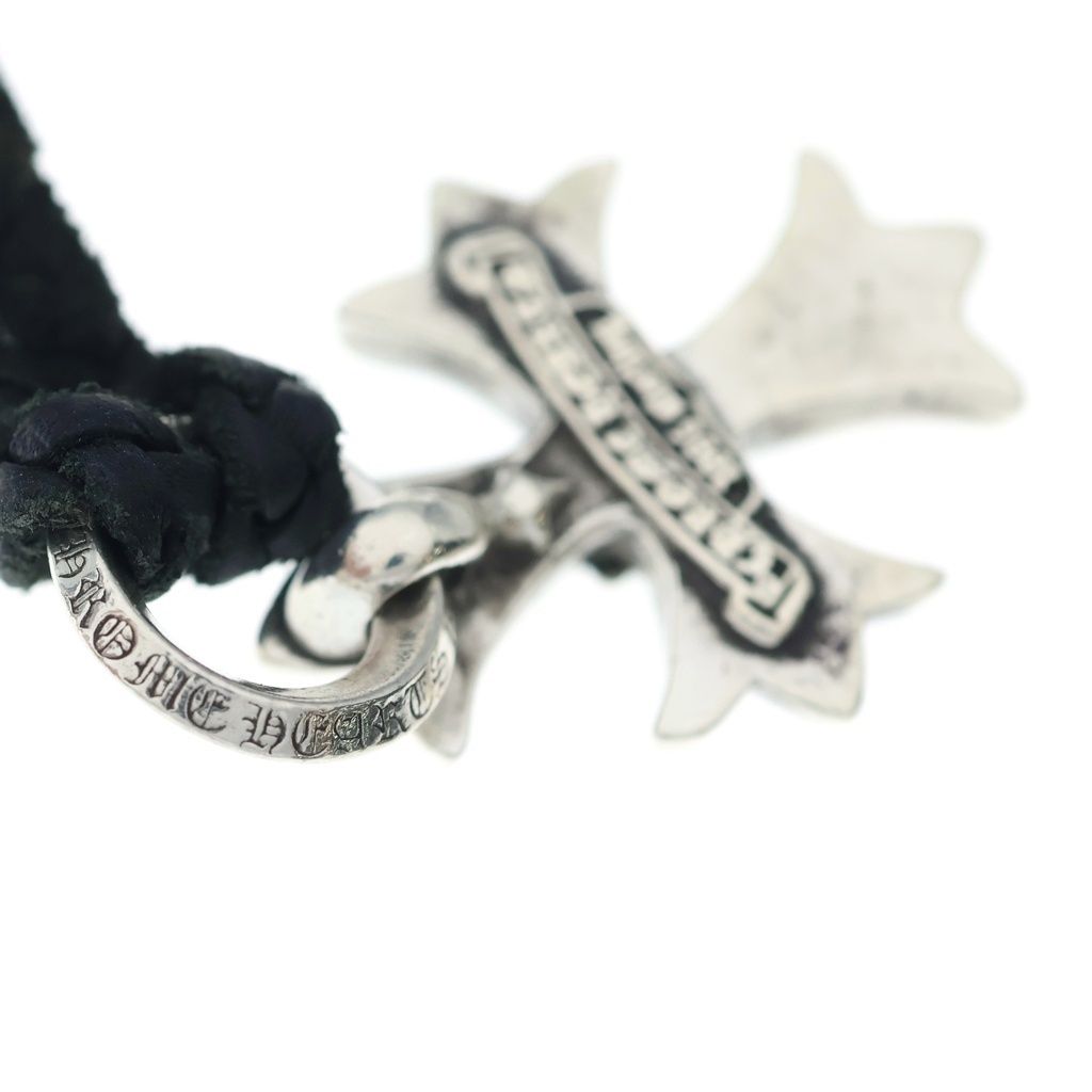 Chrome Hearts Dbl CH Prs Double CH Plus Pendant Leather Braid Silver — view 6