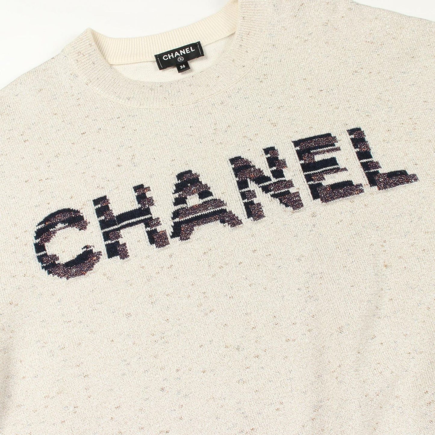 Chanel Knit Logo Cashmere Cotton Sweater — view 7