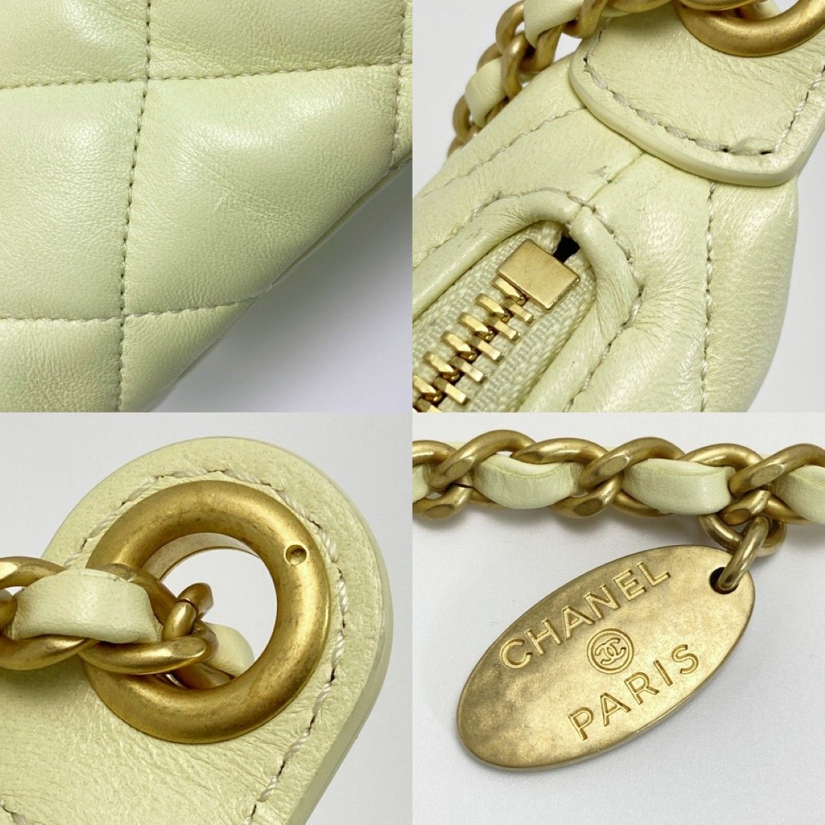 Chanel CC Logo Quilted Hobo Yellow Lambskin Chain — view 8