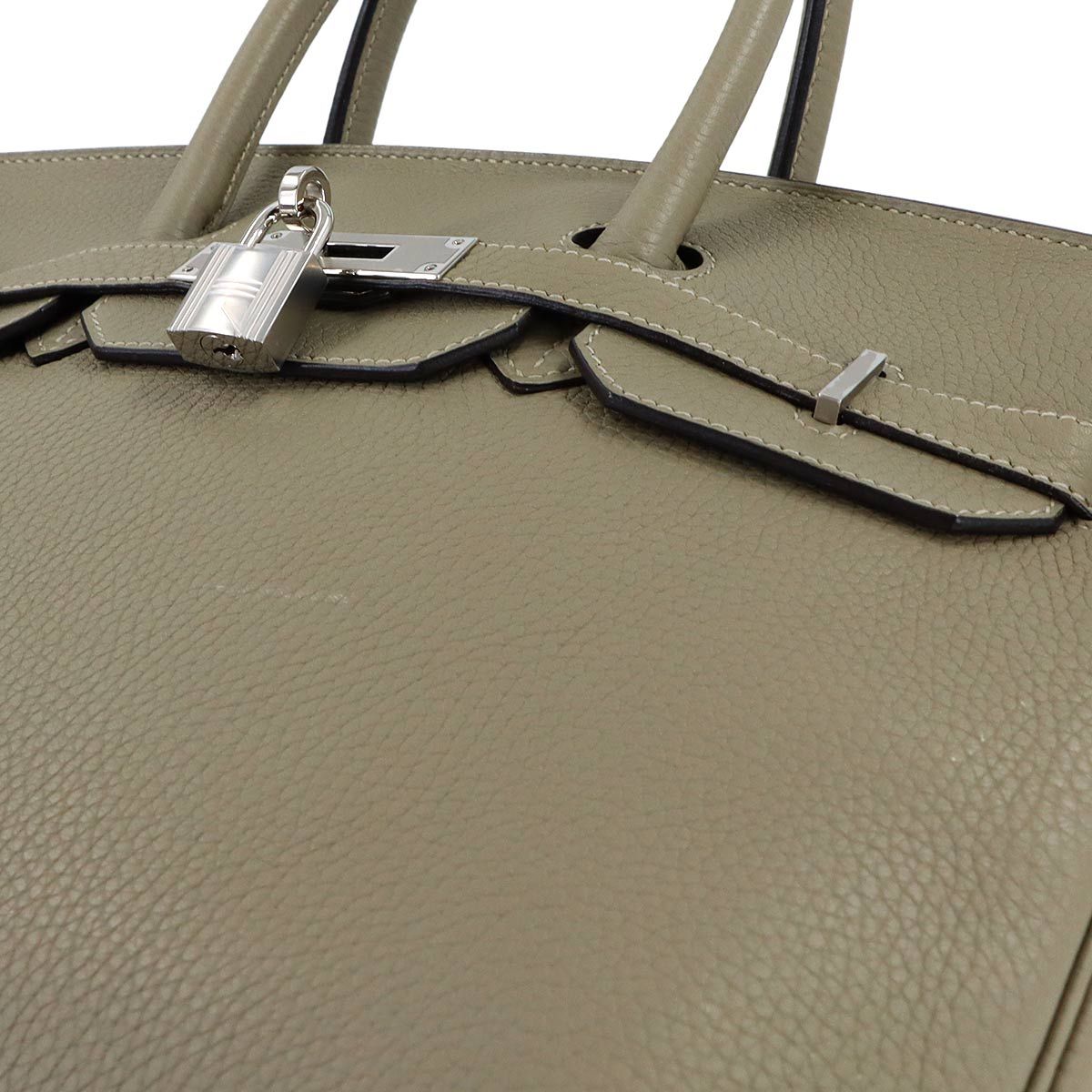 Hermes Birkin 35 Taurillon Clemence Sage Hand Bag Silver — view 9