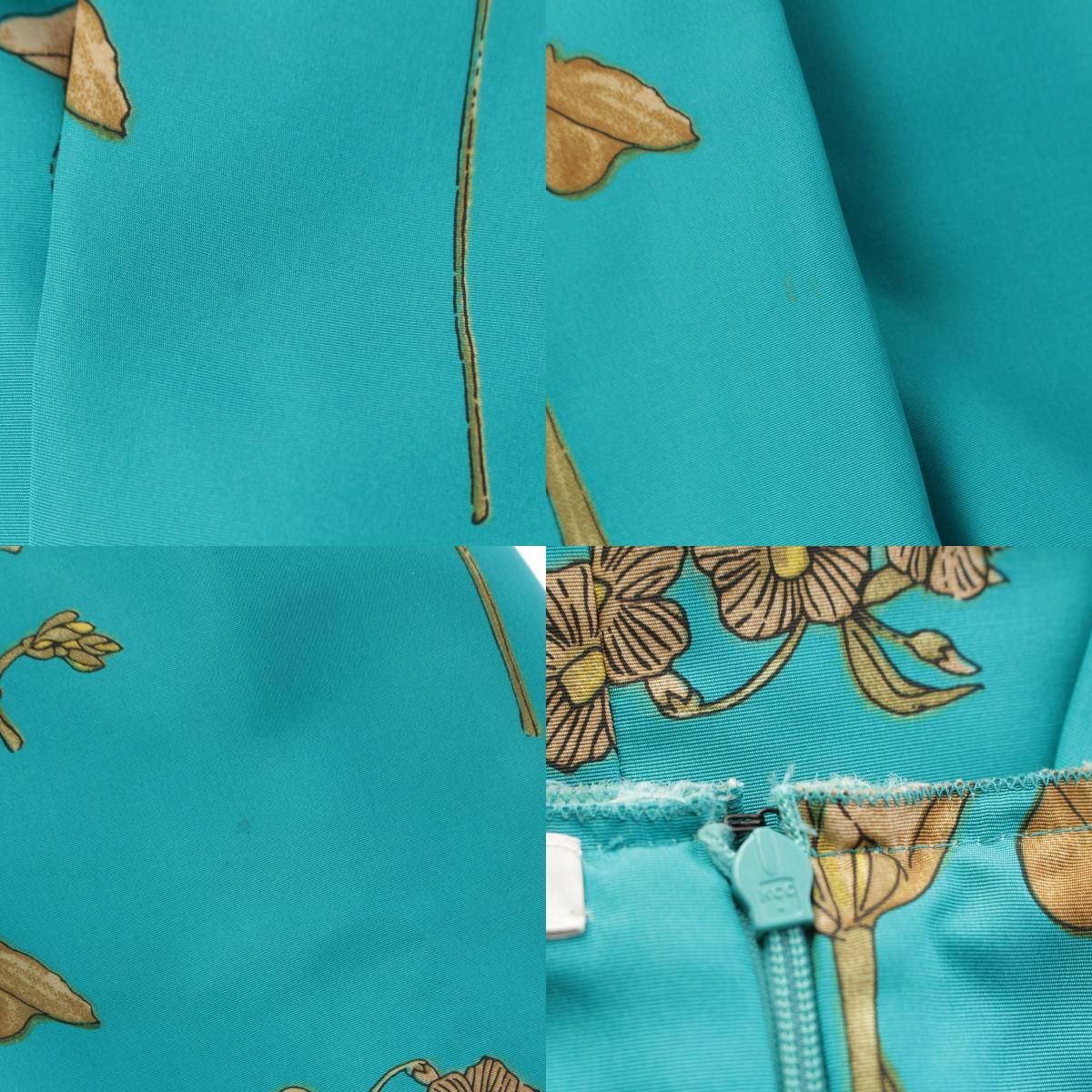 Prada Silk Floral Bowtie Skirt Green 38 — view 9