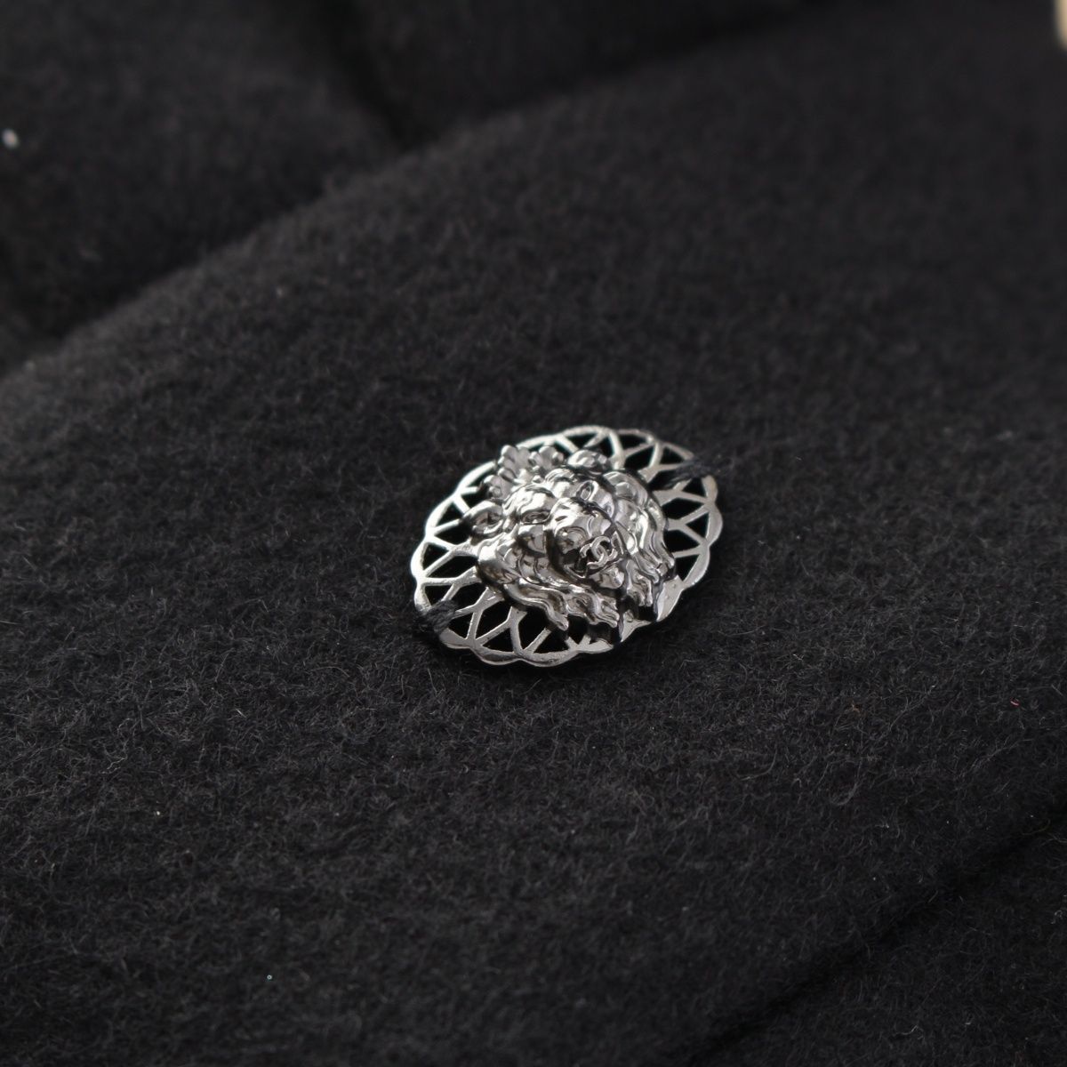 Chanel Cashmere Wool Lion Button Poncho Cape Long Coat Black 36 — view 9