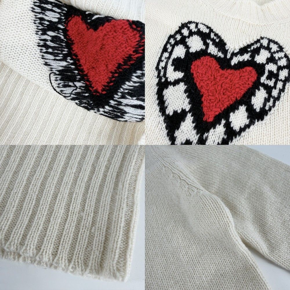 Dior Knit Heart Top Long Sleeve Sweater 36 White Cashmere Autumn Winter — view 5
