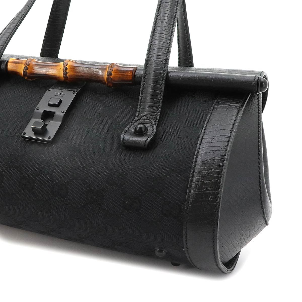 Gucci Banboo Hand Bag GG Canvas Leather Black — view 9