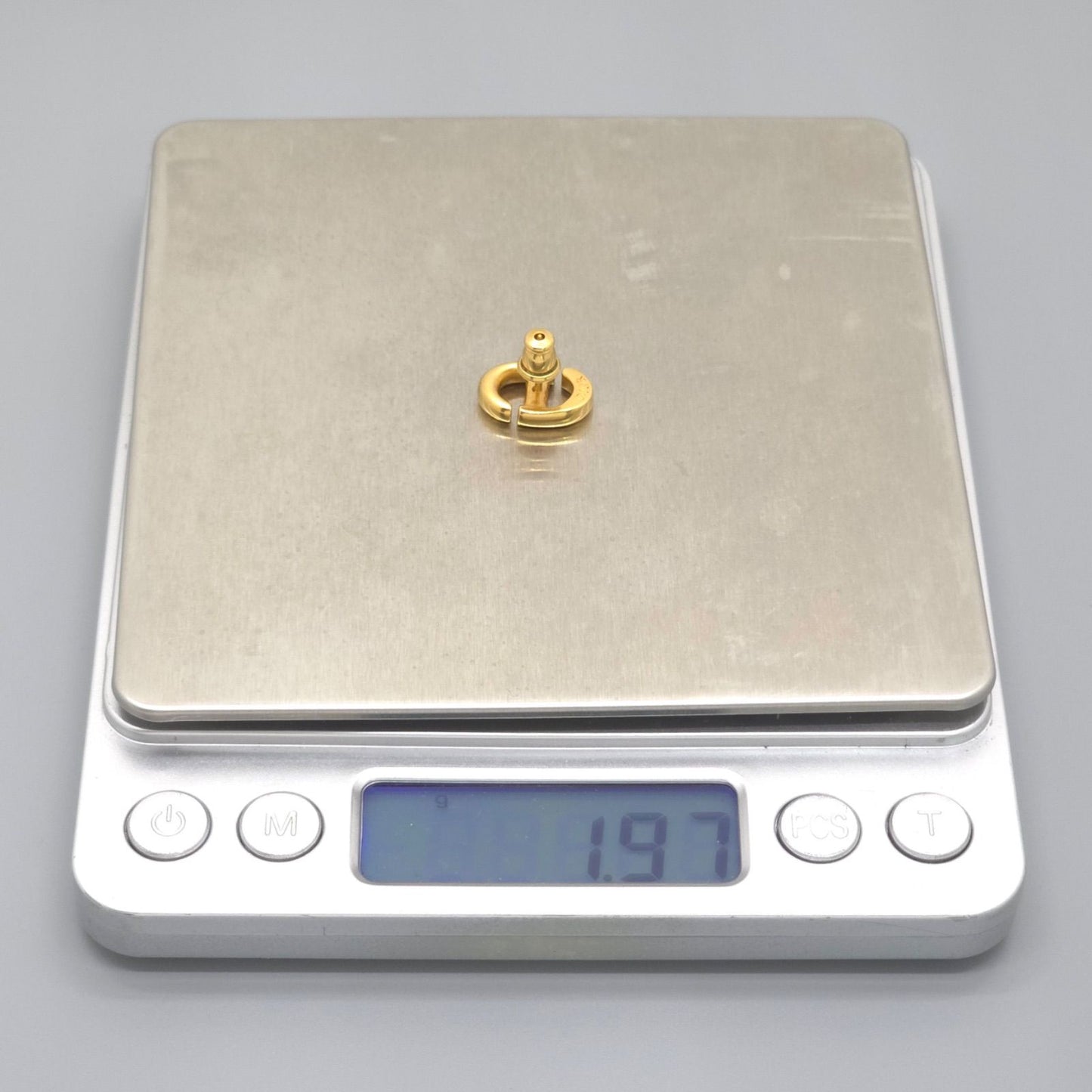 Dior CD Navy Stud Earrings Single CD Signature Gold — view 8